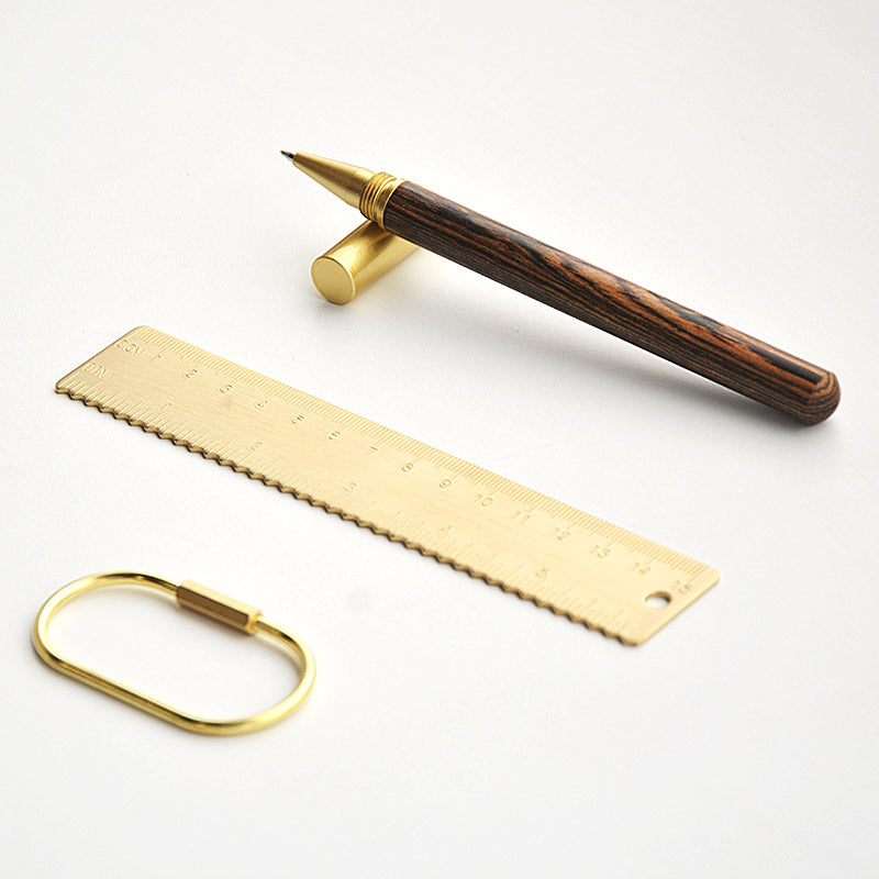 mordeco Zen Brass Ruler, Solid Brass 15cm Measuring Ruler, Pocket Slim Metal Ruler for Office, Gift, Design Desk Accessory, Stationery, Minimalist Tool